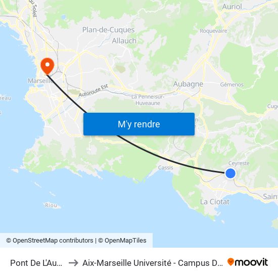 Pont De L'Autoroute to Aix-Marseille Université - Campus De Saint-Charles map