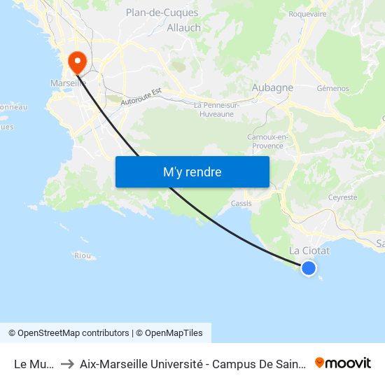 Le Mugel to Aix-Marseille Université - Campus De Saint-Charles map