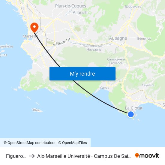 Figuerolles to Aix-Marseille Université - Campus De Saint-Charles map