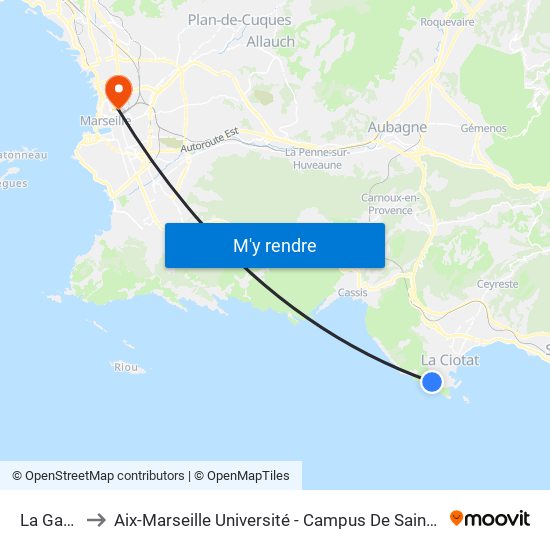 La Garde to Aix-Marseille Université - Campus De Saint-Charles map