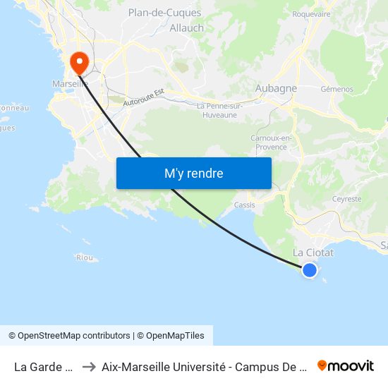 La Garde Ecole to Aix-Marseille Université - Campus De Saint-Charles map
