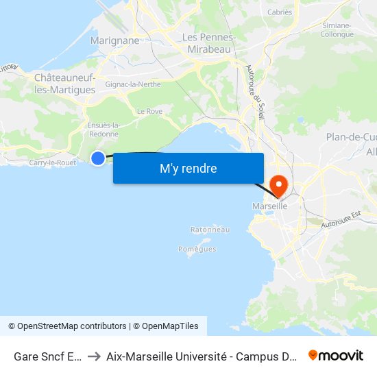 Gare Sncf Ensues to Aix-Marseille Université - Campus De Saint-Charles map