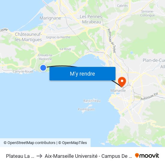 Plateau La Brise to Aix-Marseille Université - Campus De Saint-Charles map