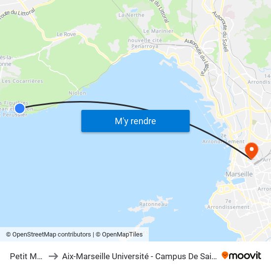 Petit Méjan to Aix-Marseille Université - Campus De Saint-Charles map