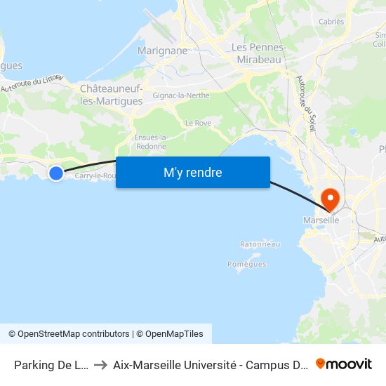 Parking De La Gare to Aix-Marseille Université - Campus De Saint-Charles map