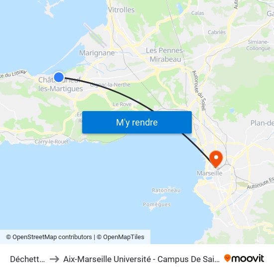 Déchetterie to Aix-Marseille Université - Campus De Saint-Charles map