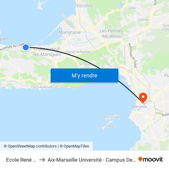 Ecole René Perrin to Aix-Marseille Université - Campus De Saint-Charles map