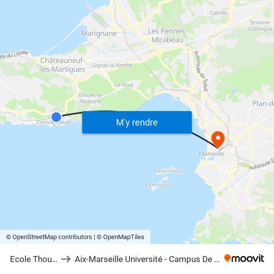 Ecole Thoulouze to Aix-Marseille Université - Campus De Saint-Charles map