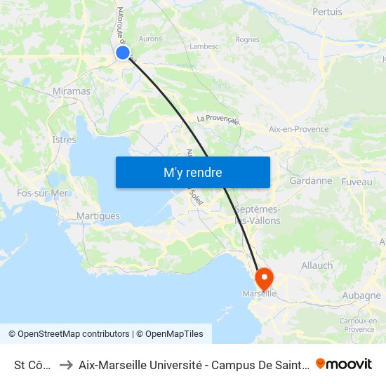 St Côme to Aix-Marseille Université - Campus De Saint-Charles map