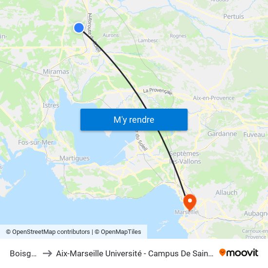 Boisgelin to Aix-Marseille Université - Campus De Saint-Charles map