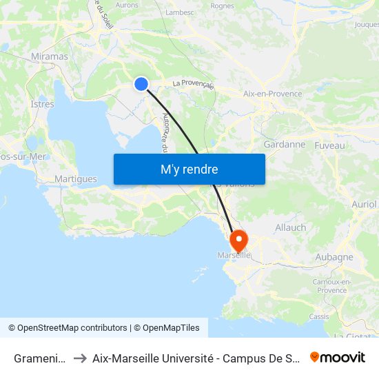 Gramenières to Aix-Marseille Université - Campus De Saint-Charles map