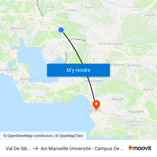 Val De Sibourg to Aix-Marseille Université - Campus De Saint-Charles map