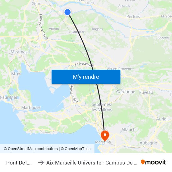 Pont De La Tour to Aix-Marseille Université - Campus De Saint-Charles map