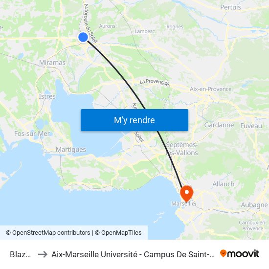 Blazots to Aix-Marseille Université - Campus De Saint-Charles map