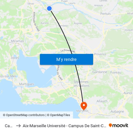 Canal to Aix-Marseille Université - Campus De Saint-Charles map