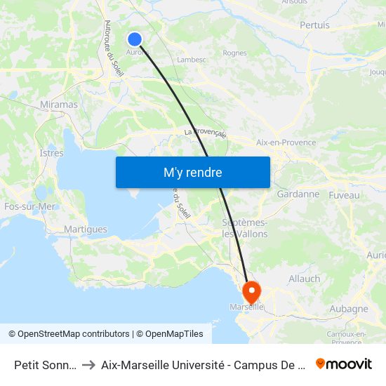 Petit Sonnailler to Aix-Marseille Université - Campus De Saint-Charles map