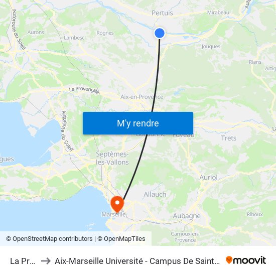 La Prise to Aix-Marseille Université - Campus De Saint-Charles map