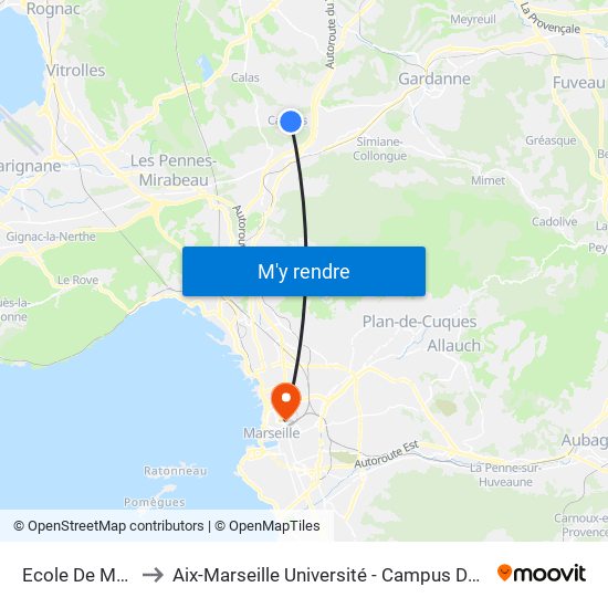 Ecole De Musique to Aix-Marseille Université - Campus De Saint-Charles map