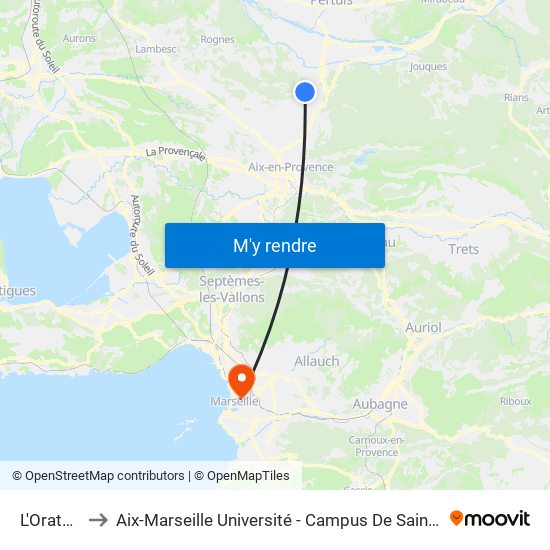 L'Oratoire to Aix-Marseille Université - Campus De Saint-Charles map