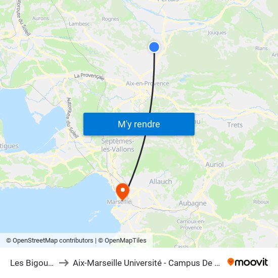 Les Bigourdins to Aix-Marseille Université - Campus De Saint-Charles map
