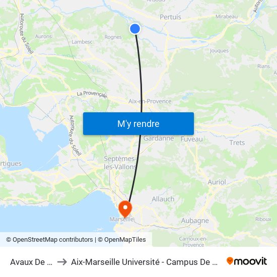 Avaux De Jean to Aix-Marseille Université - Campus De Saint-Charles map