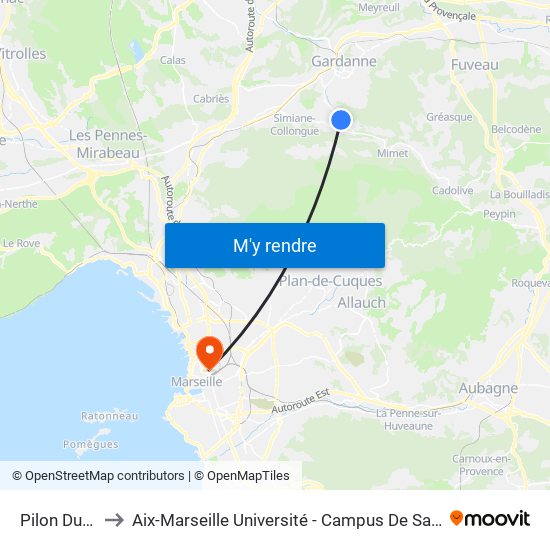 Pilon Du Roy to Aix-Marseille Université - Campus De Saint-Charles map