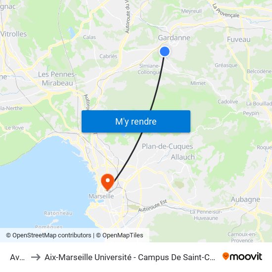Avon to Aix-Marseille Université - Campus De Saint-Charles map