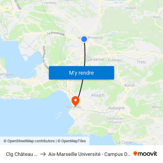 Clg Château Double to Aix-Marseille Université - Campus De Saint-Charles map