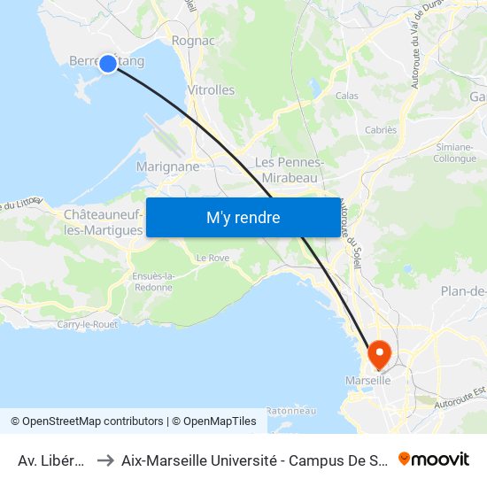 Av. Libération to Aix-Marseille Université - Campus De Saint-Charles map