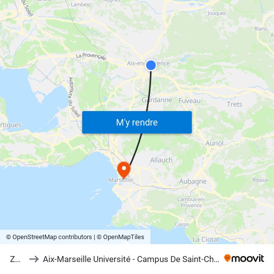 Zola to Aix-Marseille Université - Campus De Saint-Charles map