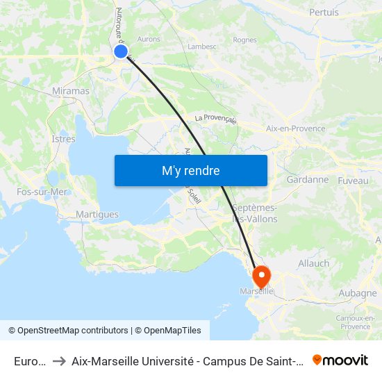 Europe to Aix-Marseille Université - Campus De Saint-Charles map