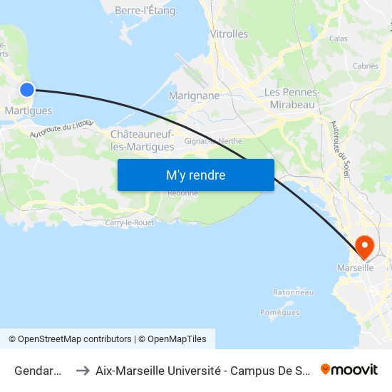 Gendarmerie to Aix-Marseille Université - Campus De Saint-Charles map