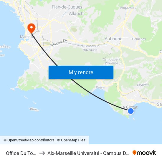 Office Du Tourisme to Aix-Marseille Université - Campus De Saint-Charles map