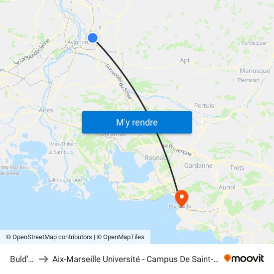 Buld'Air to Aix-Marseille Université - Campus De Saint-Charles map