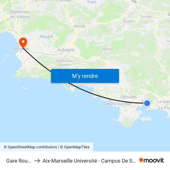 Gare Routière to Aix-Marseille Université - Campus De Saint-Charles map