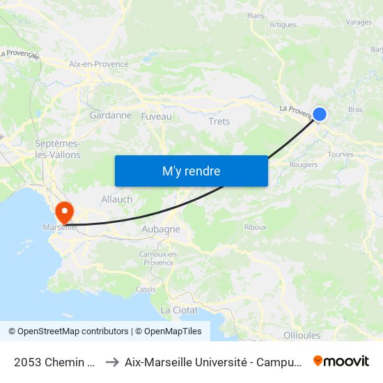 2053 Chemin Du Moulin to Aix-Marseille Université - Campus De Saint-Charles map