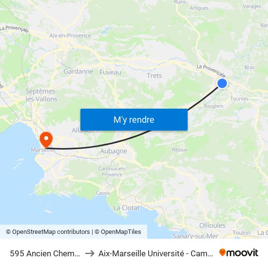 595 Ancien Chemin De Tourves to Aix-Marseille Université - Campus De Saint-Charles map