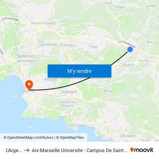 L'Argerie to Aix-Marseille Université - Campus De Saint-Charles map