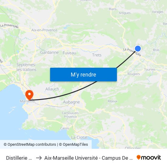 Distillerie Bazar to Aix-Marseille Université - Campus De Saint-Charles map