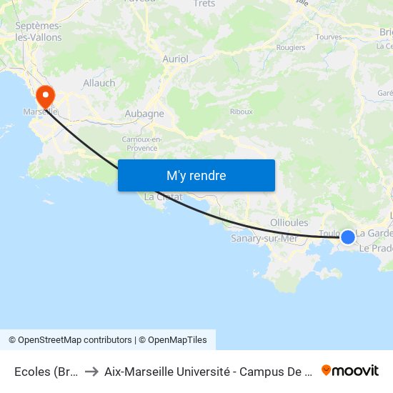 Ecoles (Brunet) to Aix-Marseille Université - Campus De Saint-Charles map