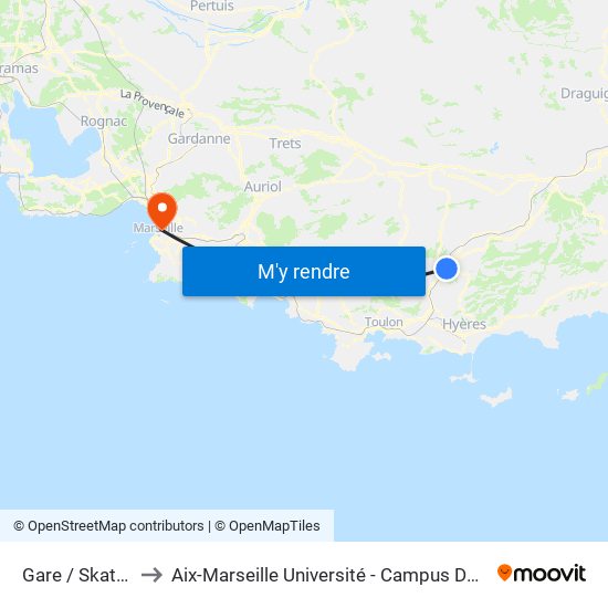 Gare / Skate Park to Aix-Marseille Université - Campus De Saint-Charles map