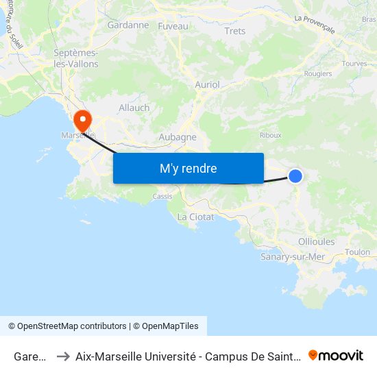 Garenne to Aix-Marseille Université - Campus De Saint-Charles map