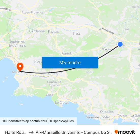 Halte Routiere to Aix-Marseille Université - Campus De Saint-Charles map