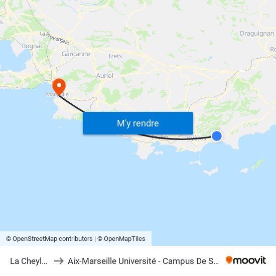 La Cheylanne to Aix-Marseille Université - Campus De Saint-Charles map