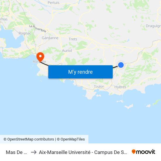 Mas De Brun to Aix-Marseille Université - Campus De Saint-Charles map