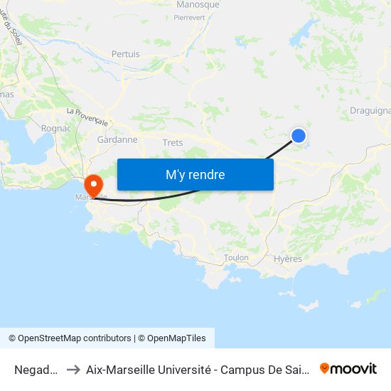 Negadous to Aix-Marseille Université - Campus De Saint-Charles map