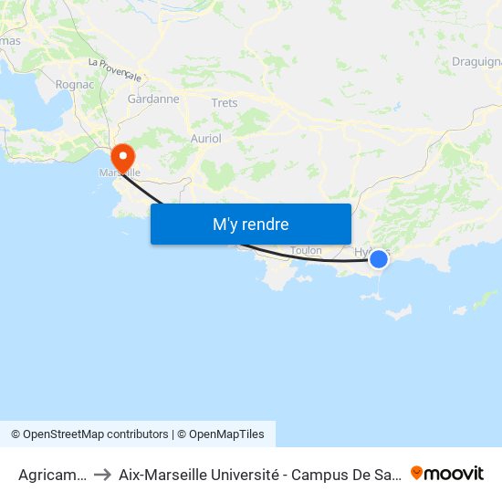 Agricampus to Aix-Marseille Université - Campus De Saint-Charles map