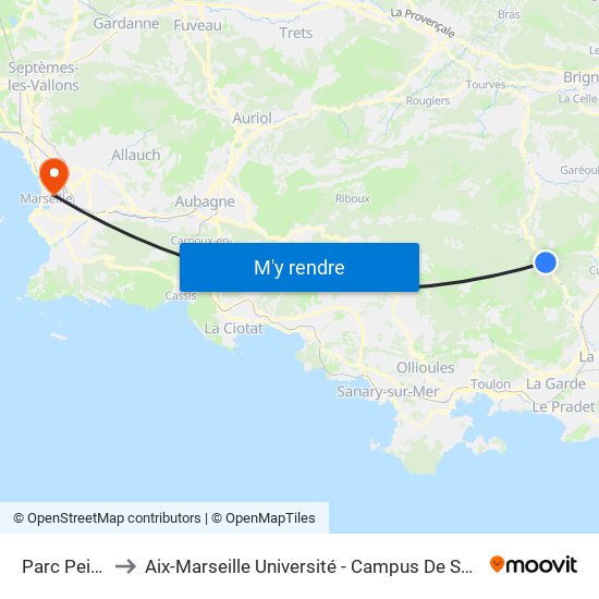 Parc Peiresc to Aix-Marseille Université - Campus De Saint-Charles map
