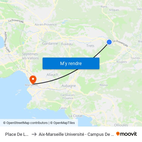 Place De La Paix to Aix-Marseille Université - Campus De Saint-Charles map