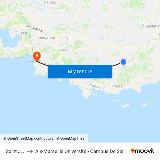 Saint Jean to Aix-Marseille Université - Campus De Saint-Charles map